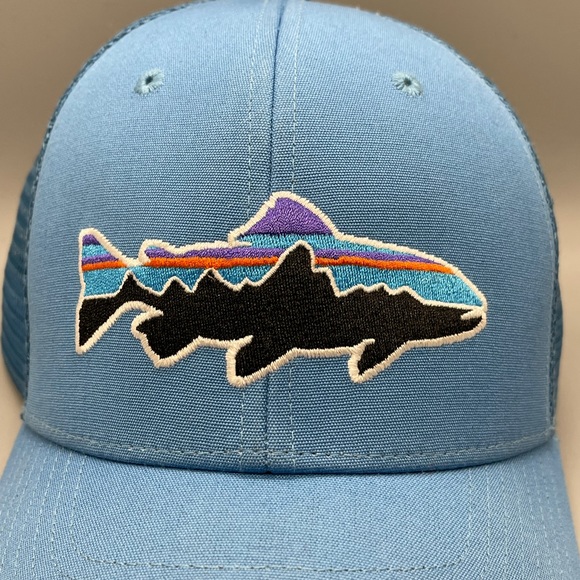 Patagonia Fitz Roy Trout Skipper Blue Trucker Hat - Rare Spring ‘15 NOT LOW PRO - Picture 3 of 7